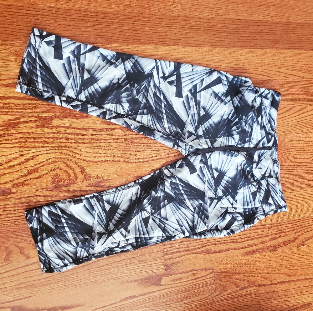 White and Black Capri Exercise Pants